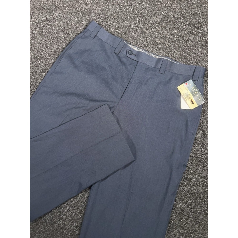 New‎ Lauren Ralph Lauren Dress Pants Men's 36x30 Navy Blue Flat Front Business